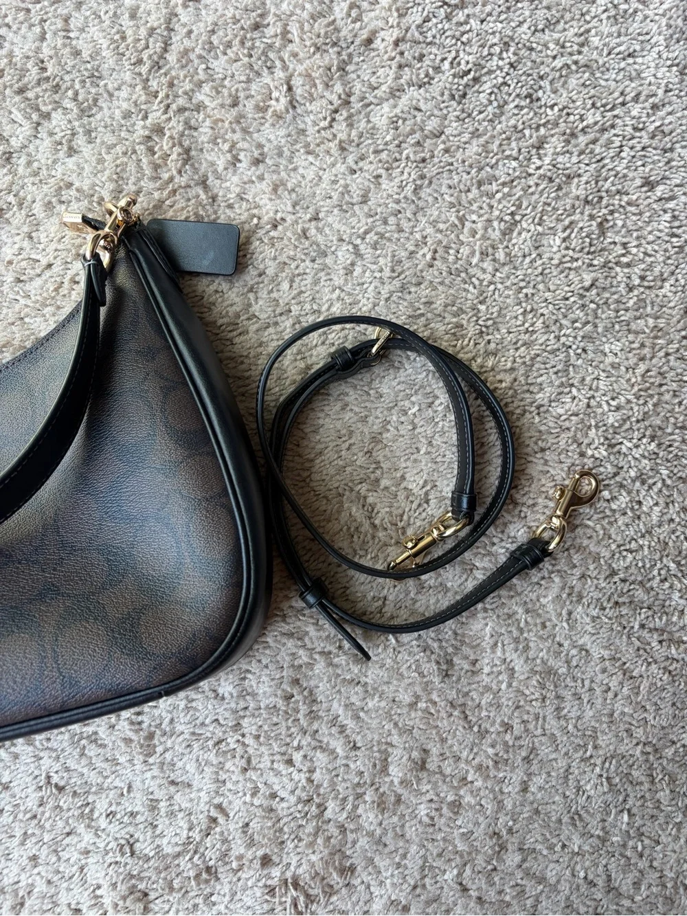Coach Teri Hobo Bag in Signature Canvas | Gold Brown Black | Style Number CK161